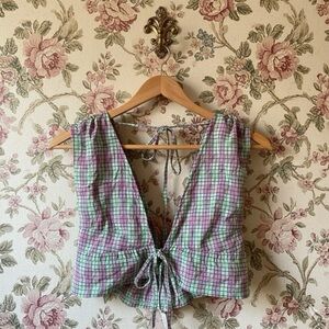 Free People Linus Plaid Top Small NWT